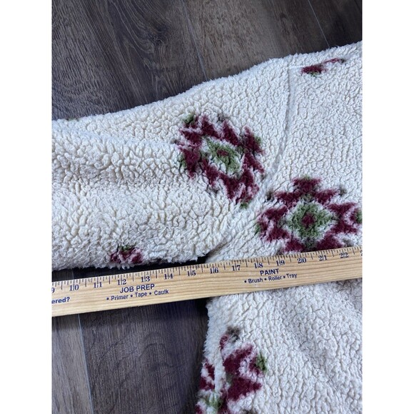 Impressions Floral Aztec Sherpa Reversible Open Hooded Jacket Women’s Size Large - Picture 7 of 7